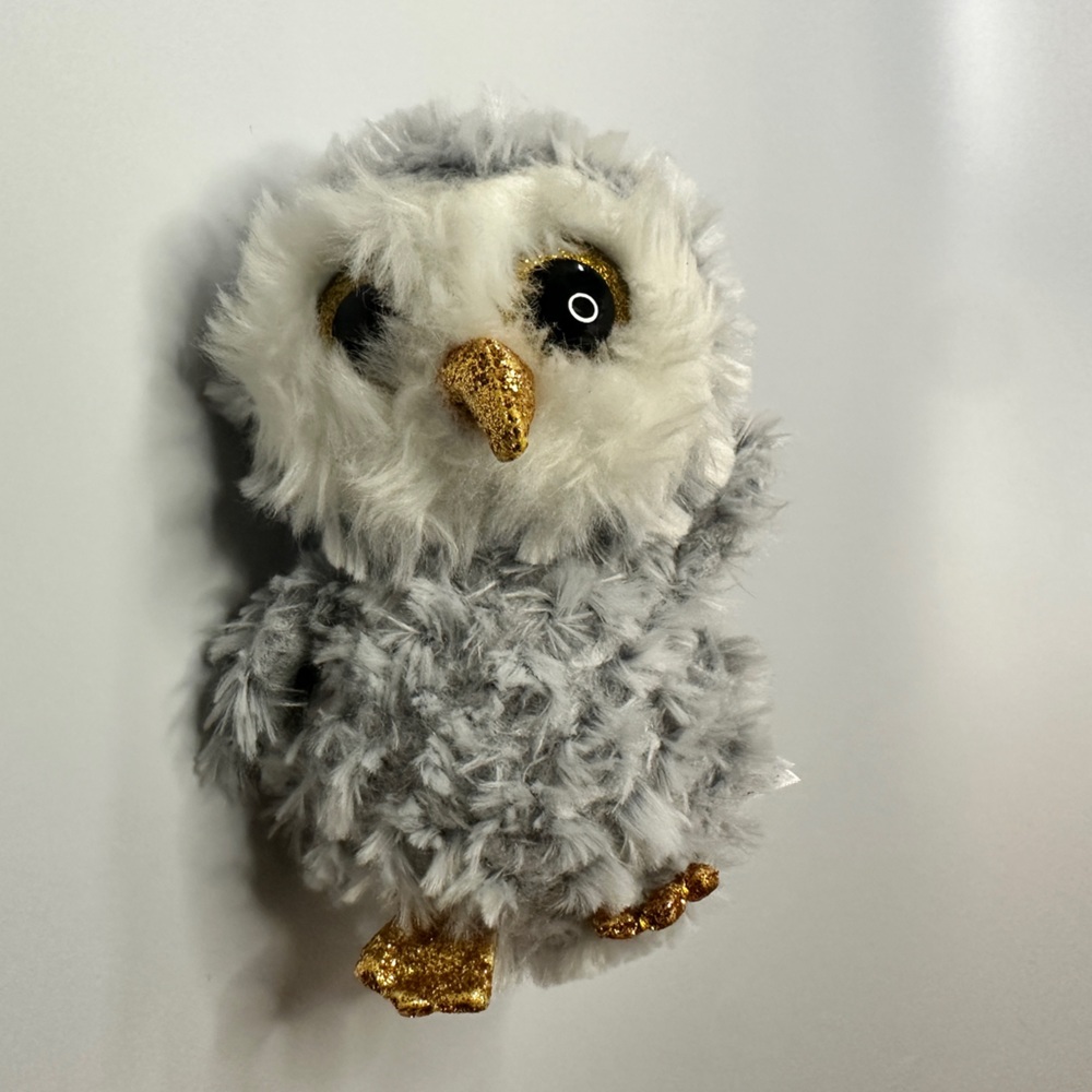 Beanie Boo Owlette Plush Gray and White Owl Stuffed Animal No Hangtag